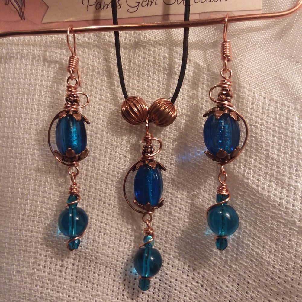 Lamp Glass Necklace and Earring set